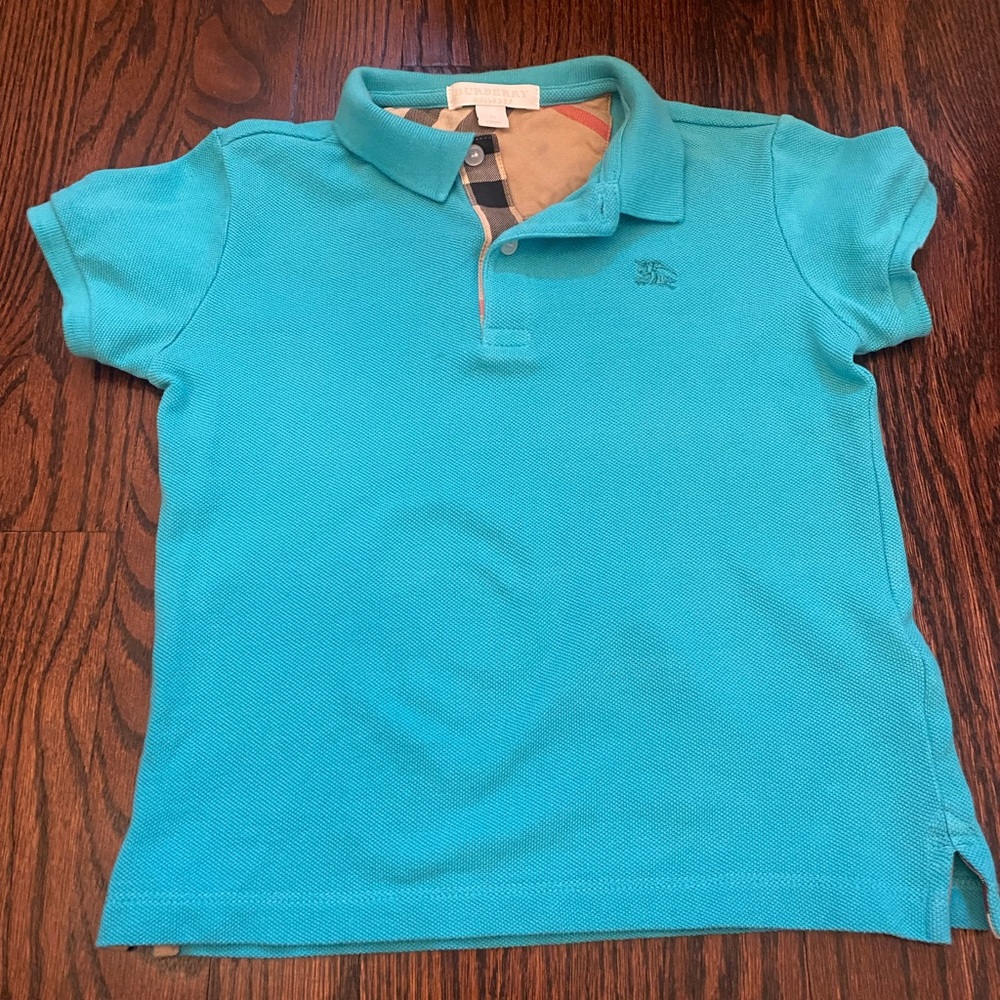 Burberry teal Nova check Toddler Boys Polo 5Y